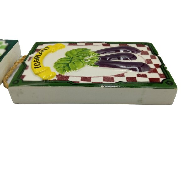 Studio Nova Pepper, Egg Plant, Cucumber Fiesta Vegetables Themed Ceramic Wall Pl - Picture 8 of 16